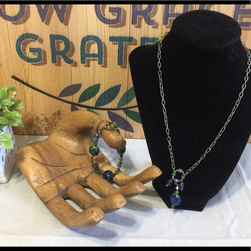 Milano Glass stone Necklace and bracelet set